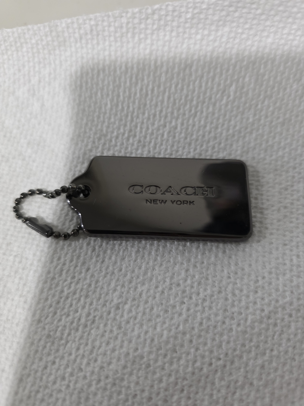 COACH Gunmetal Bag Tag Keychain Metal Fob Charm Hangtag Dogtag